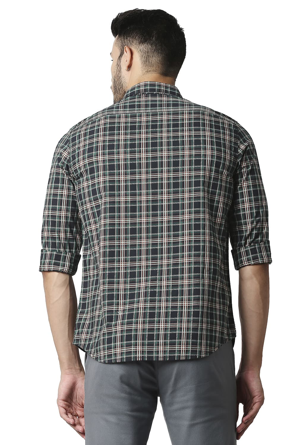 BASICS SLIM FIT COTTON CHECKS SHIRT