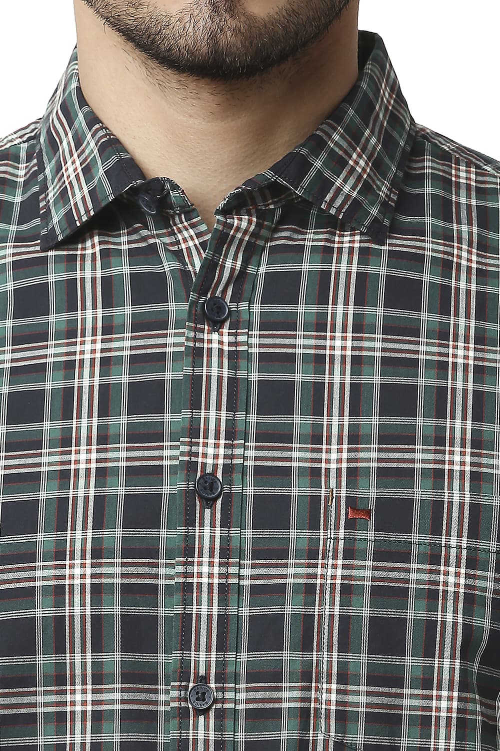 BASICS SLIM FIT COTTON CHECKS HALFSLEEVES SHIRT