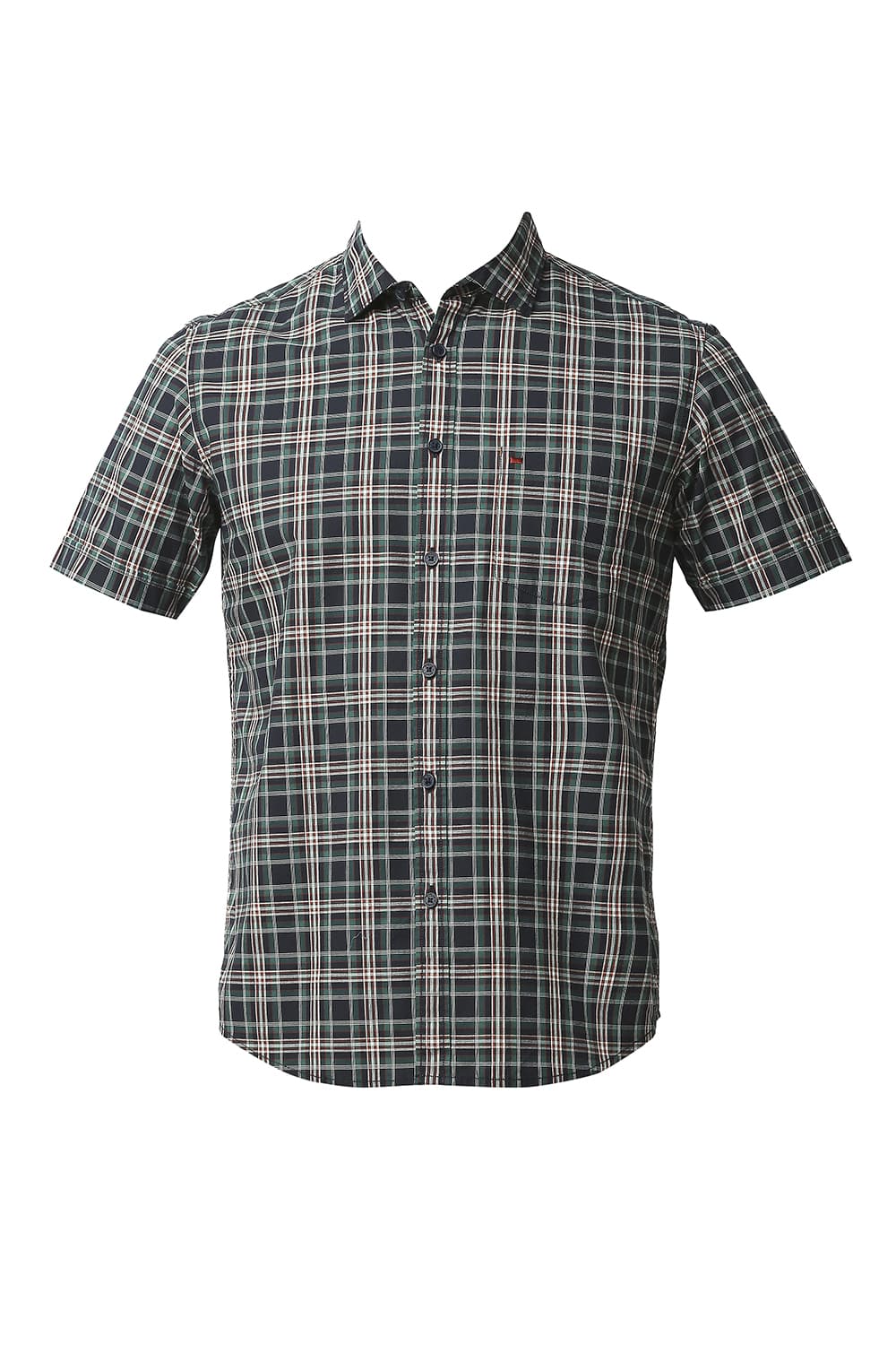 BASICS SLIM FIT COTTON CHECKS HALFSLEEVES SHIRT