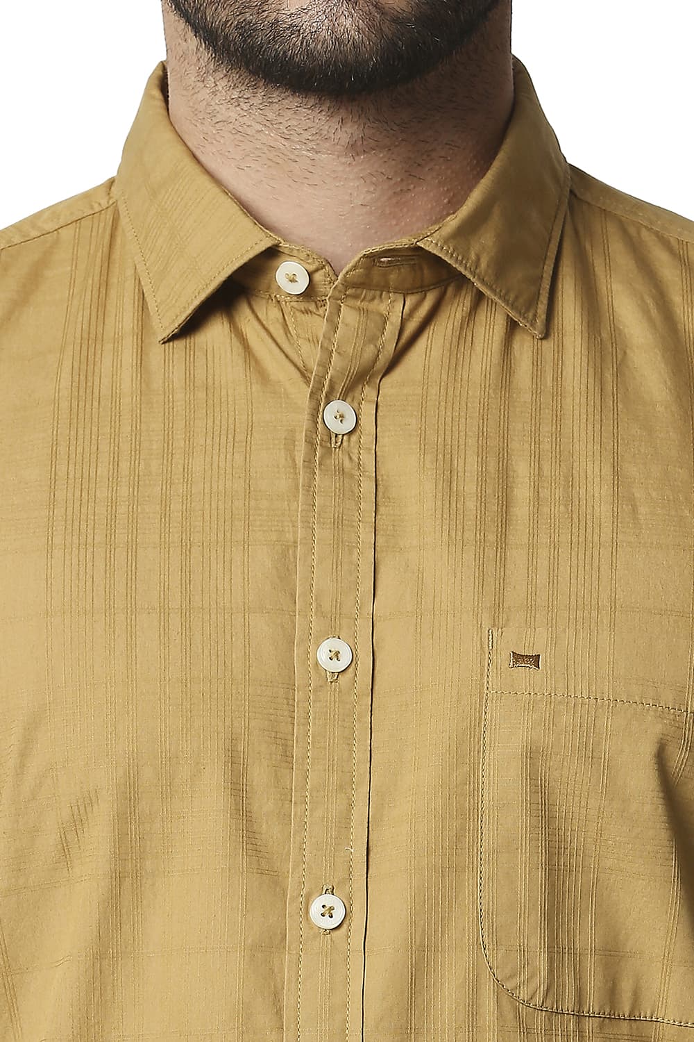 BASICS SLIM FIT DOBBY CHECKS SHIRT