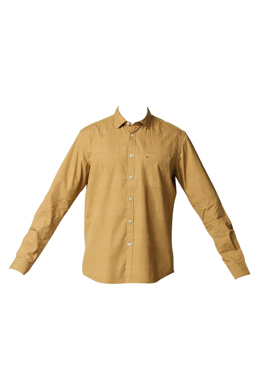 BASICS SLIM FIT CUMIN KHAKI DOBBY CHECKS SHIRT
