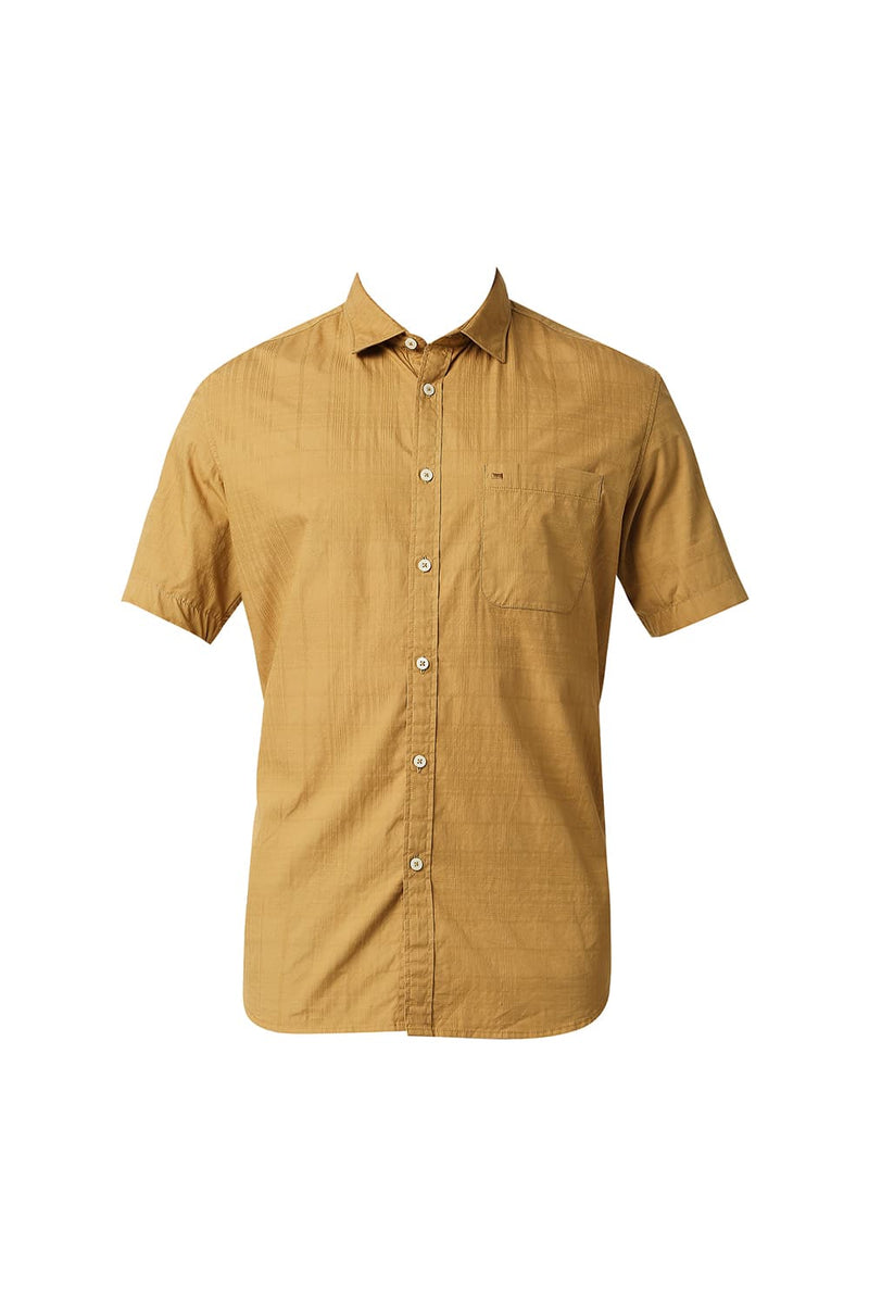 BASICS SLIM FIT DOBBY CHECKS HALFSLEEVES SHIRT