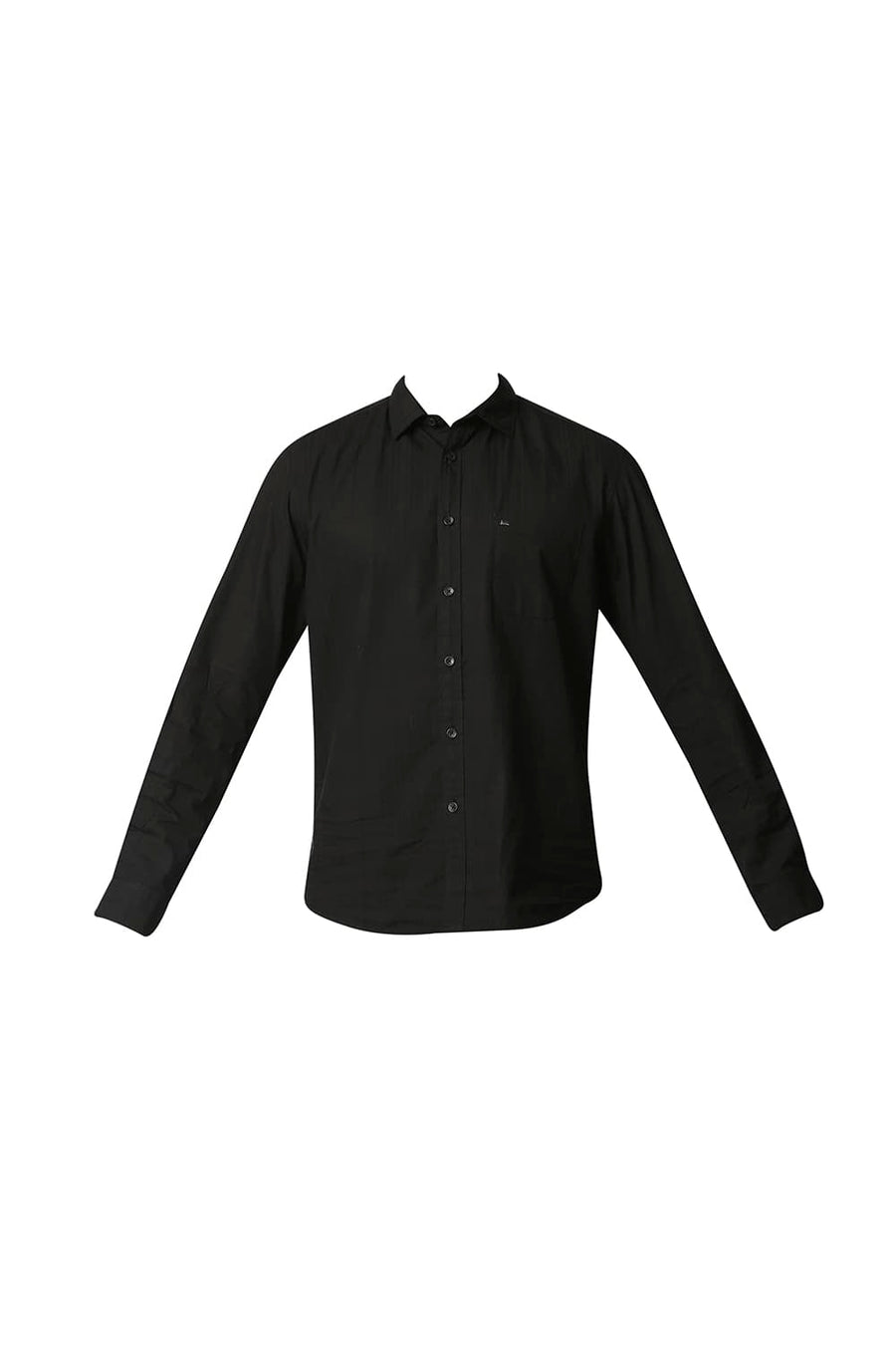 BASICS SLIM FIT ANTHRACITE BLACK DOBBY CHECKS SHIRT