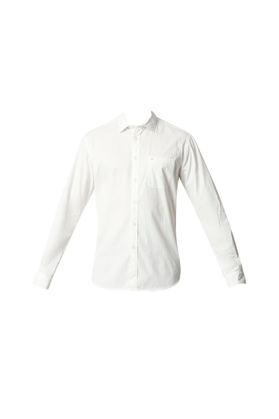 BASICS SLIM FIT CLOUD DANCER WHITE DOBBY CHECKS SHIRT
