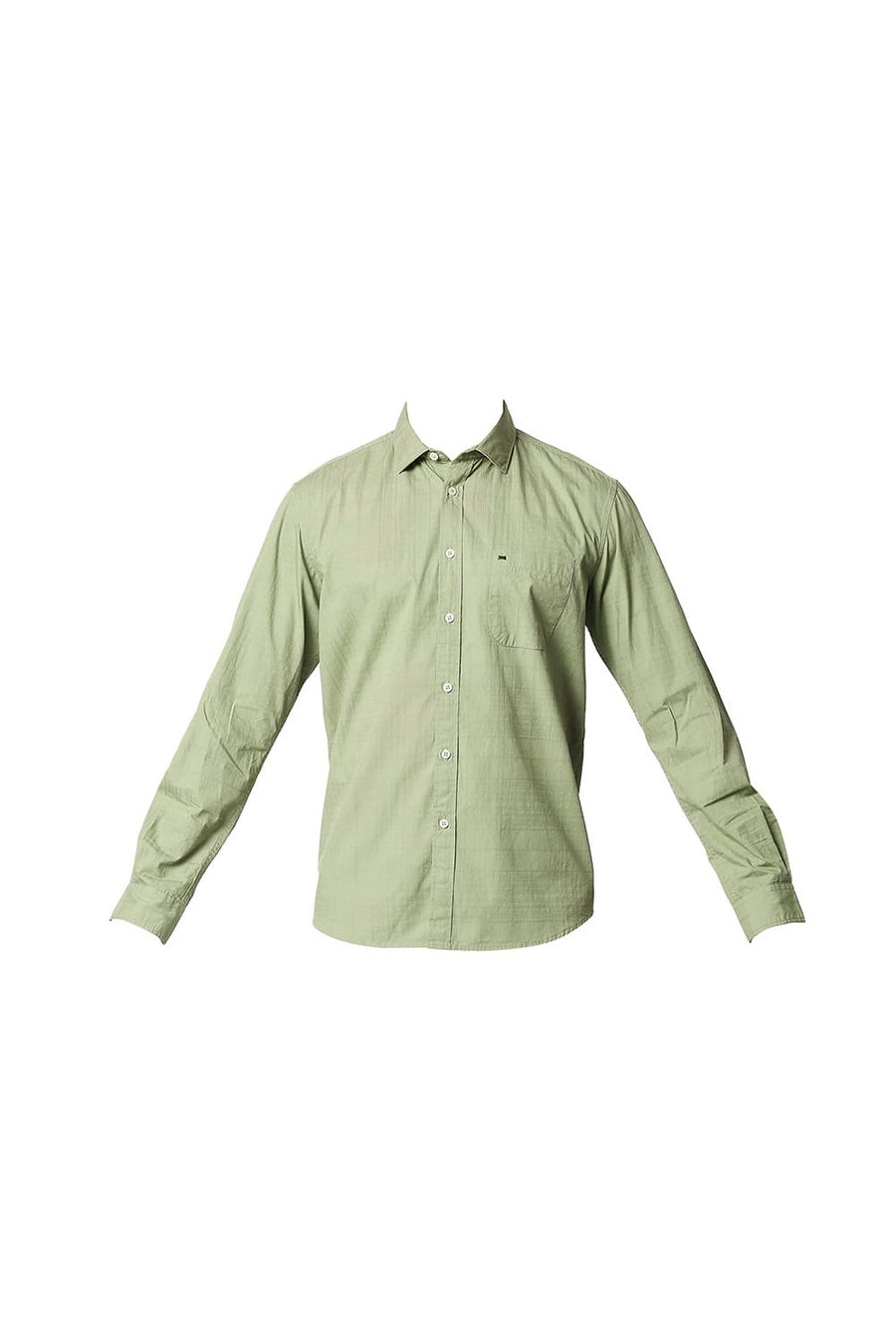 BASICS SLIM FIT SAGE GREEN DOBBY CHECKS SHIRT