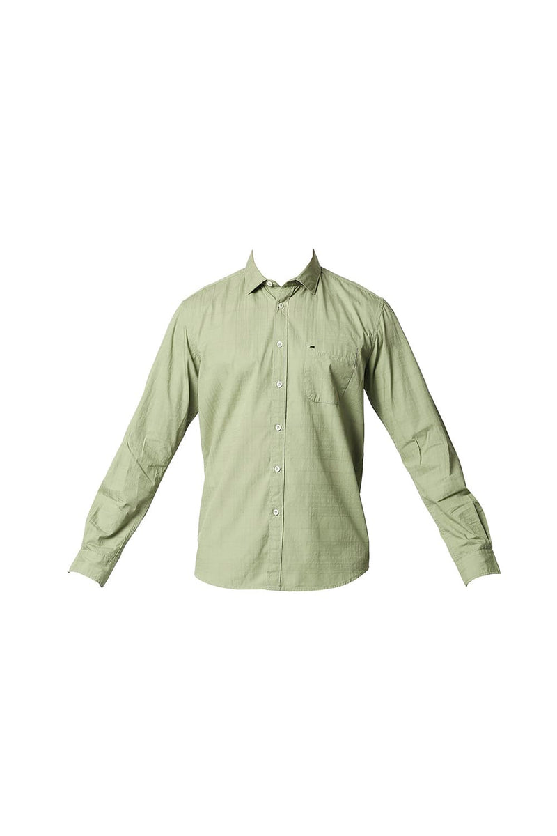 BASICS SLIM FIT DOBBY CHECKS SHIRT