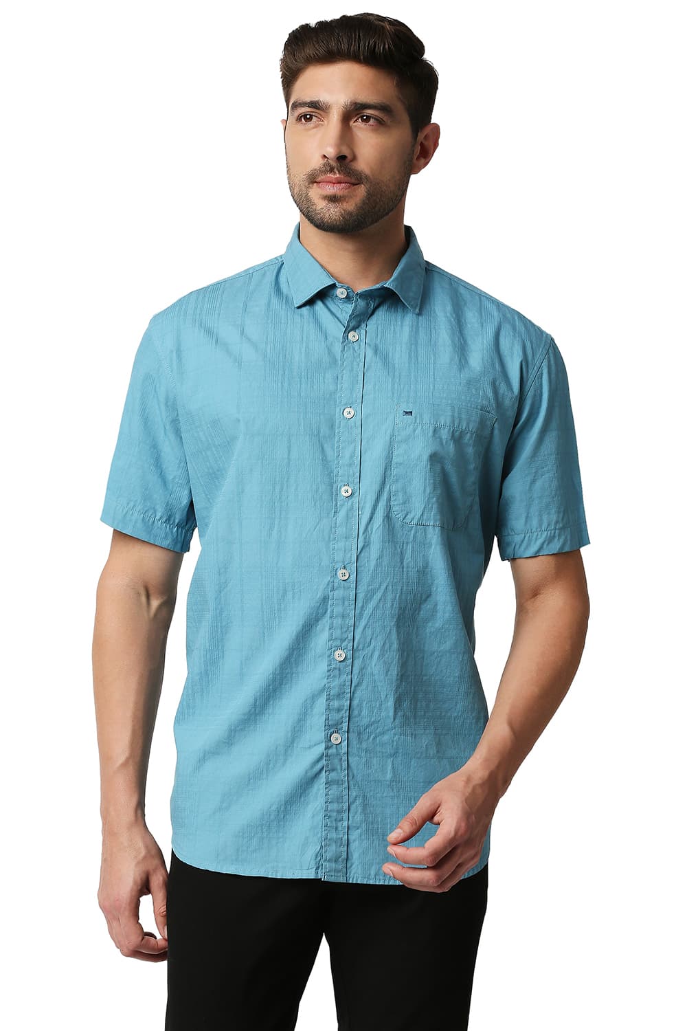 Basics Slim Fit Dobby Checks Shirt