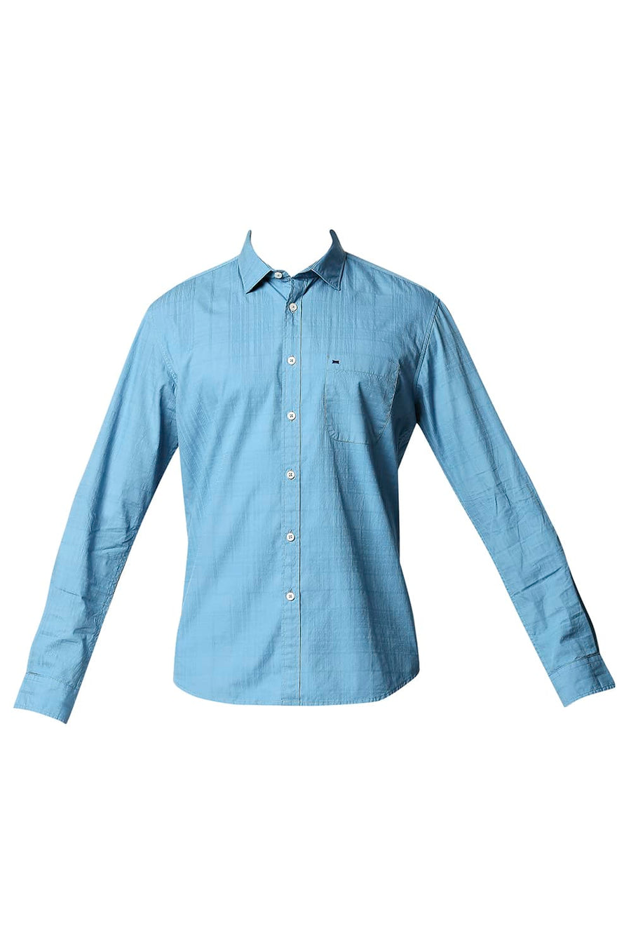 BASICS SLIM FIT ADRIATIC BLUE DOBBY CHECKS SHIRT