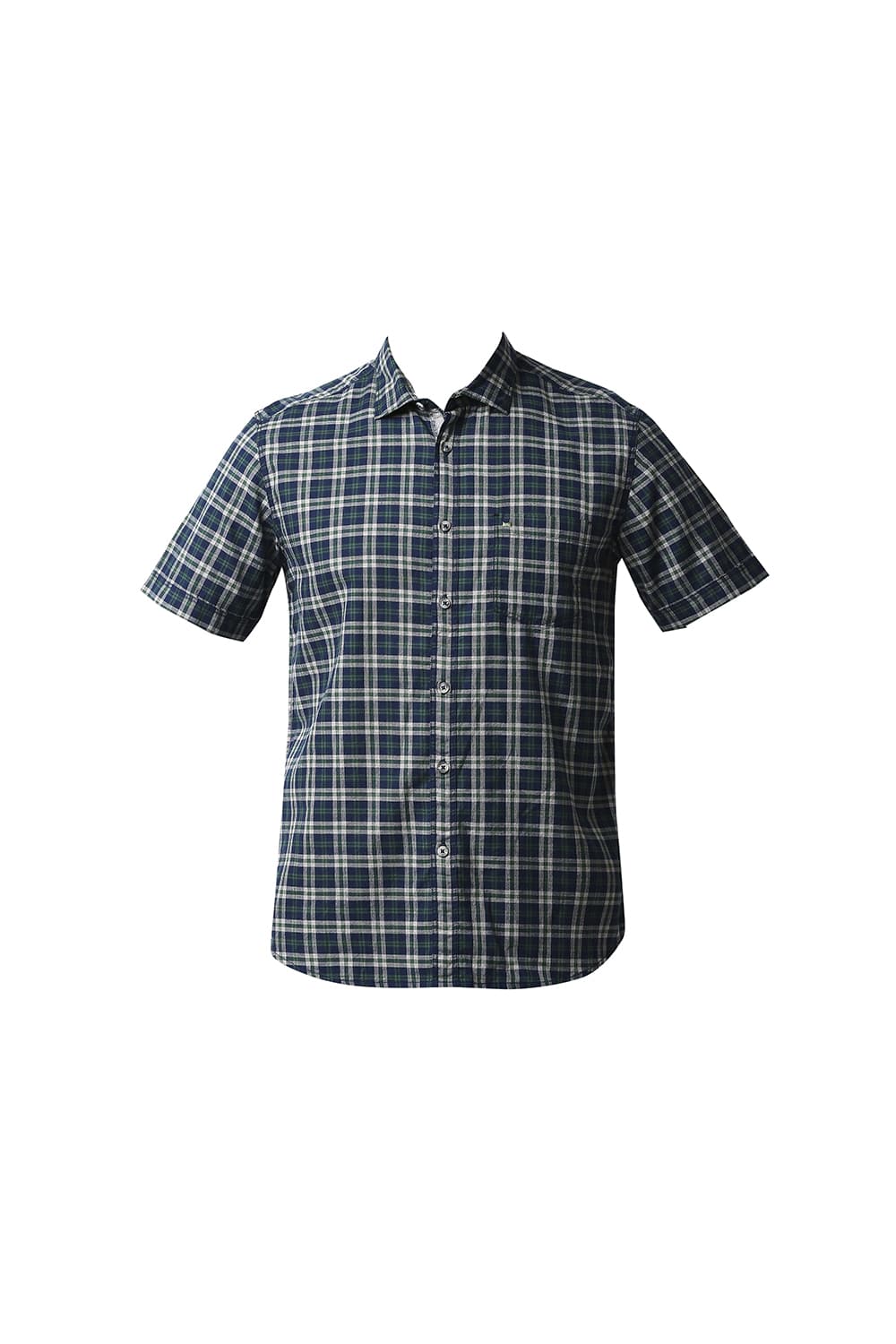 BASICS SLIM FIT MELANGE CHECKS HALFSLEEVES SHIRT