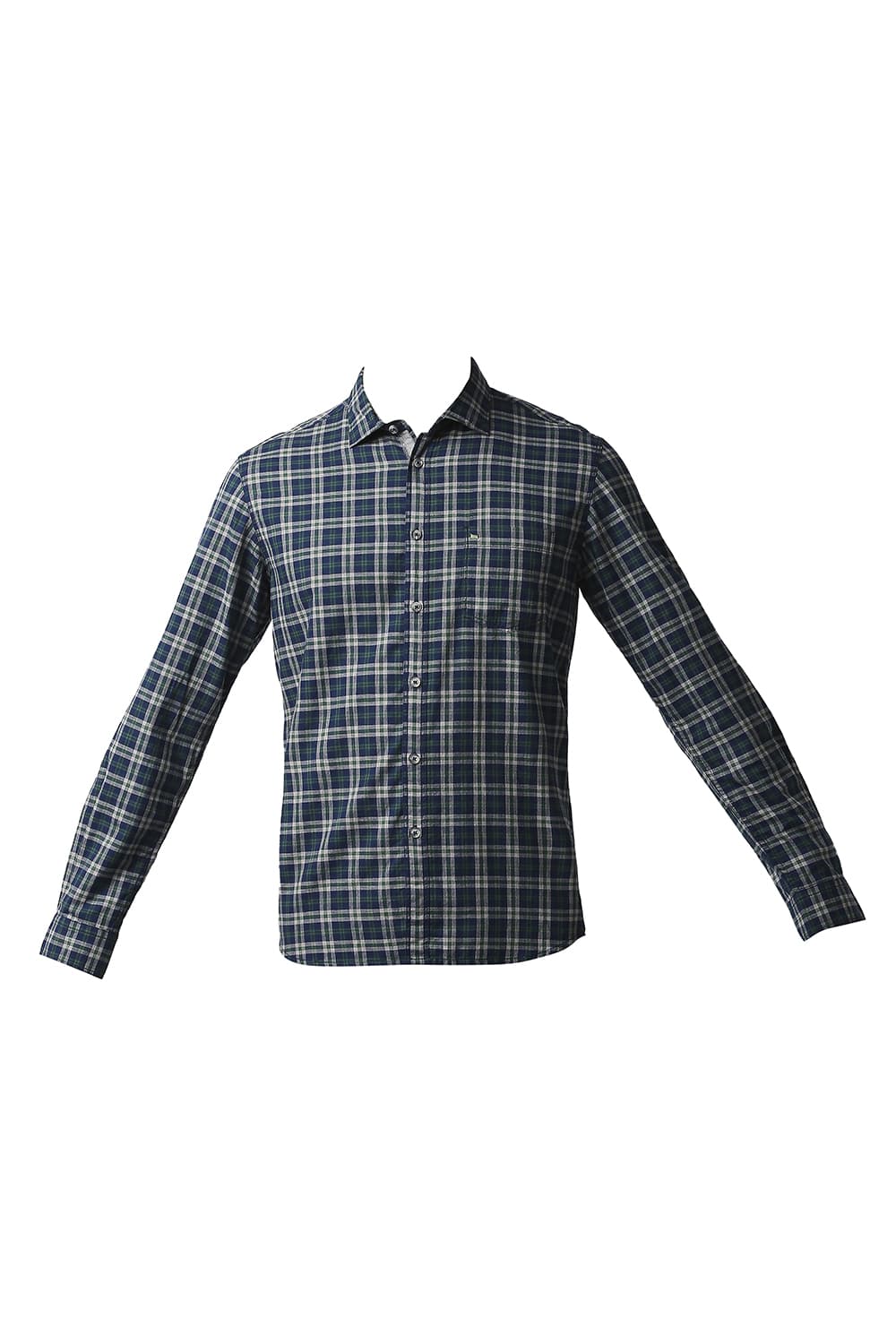 BASICS SLIM FIT MELANGE CHECKS SHIRT