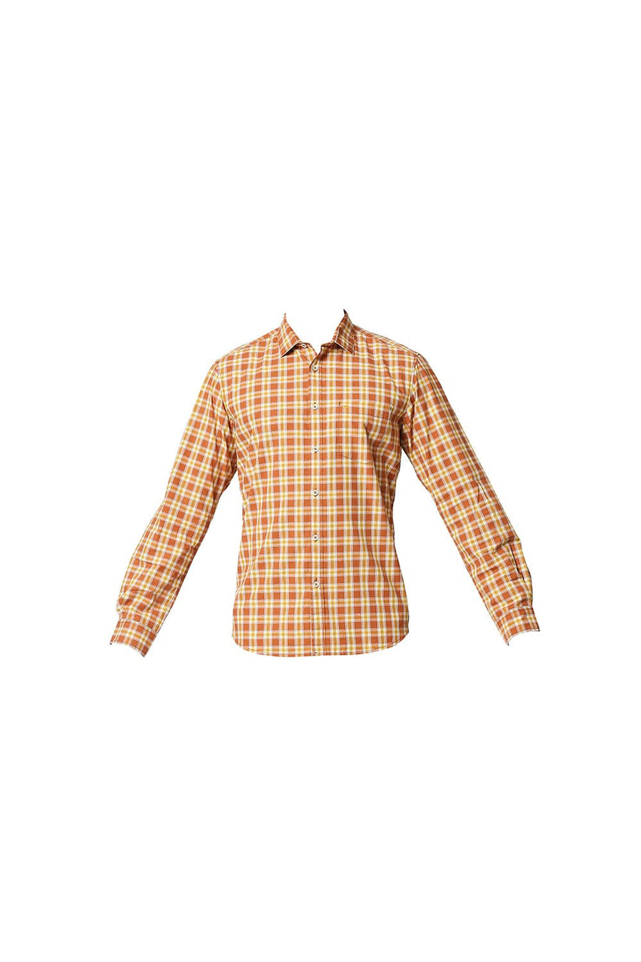 BASICS SLIM FIT SIERRA ORANGE CHECKS SHIRT