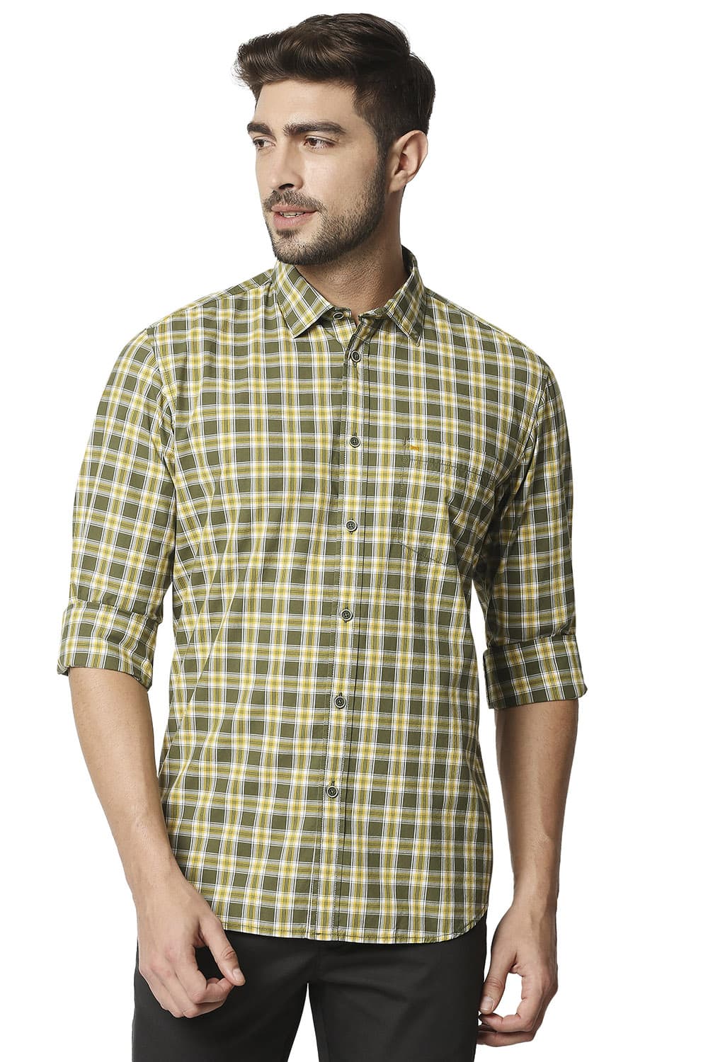 BASICS SLIM FIT CHECKS SHIRT