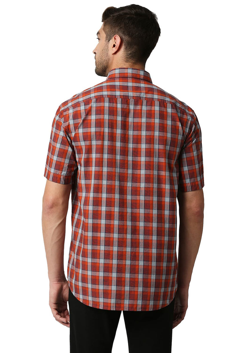 BASICS SLIM FIT CHECKS HALFSLEEVES SHIRT