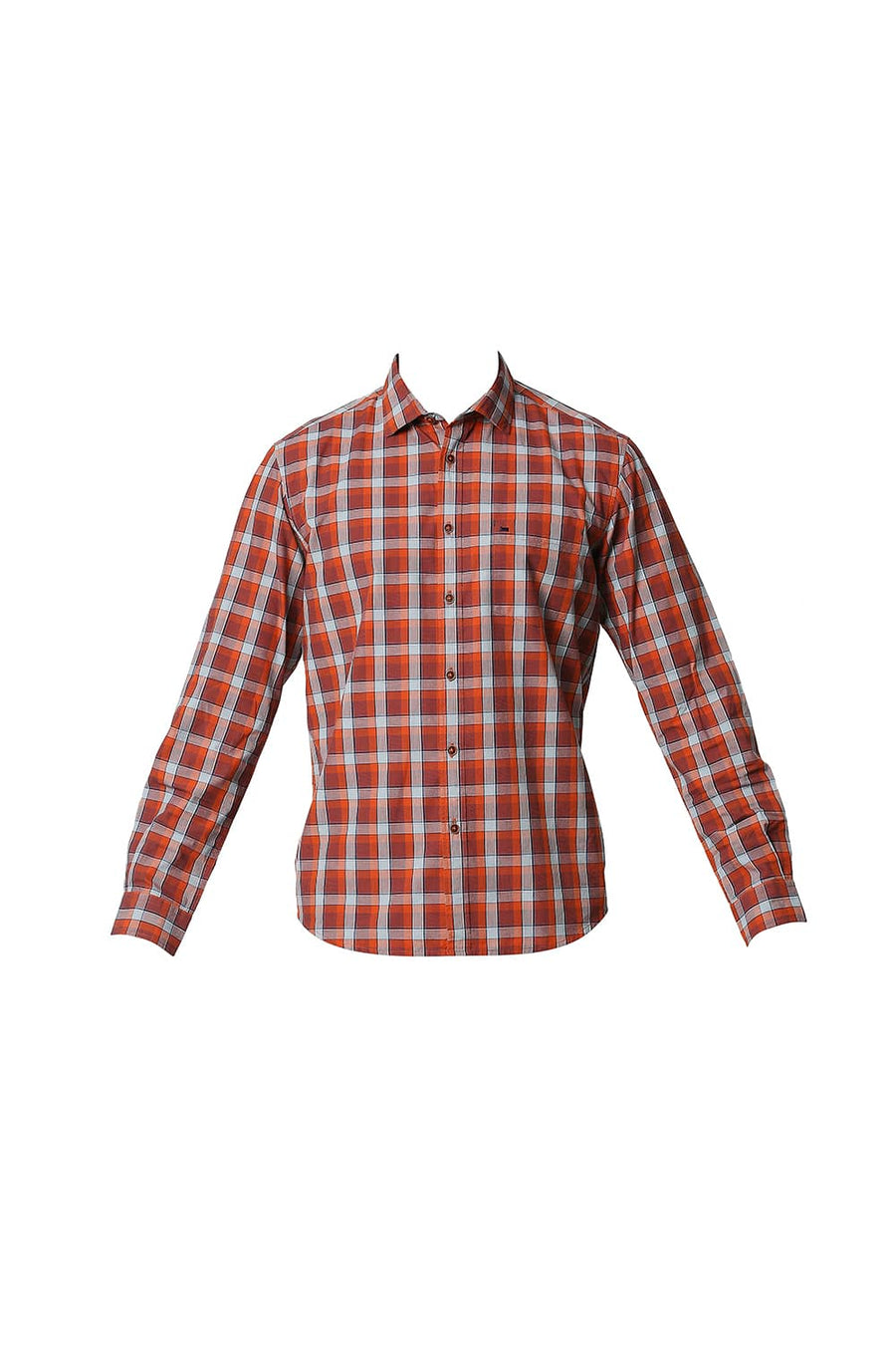BASICS SLIM FIT KOI ORANGE CHECKS SHIRT