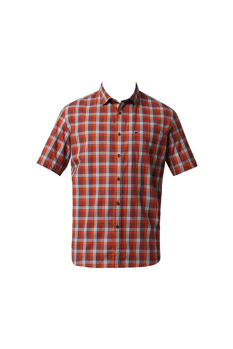 BASICS SLIM FIT CHECKS HALFSLEEVES SHIRT