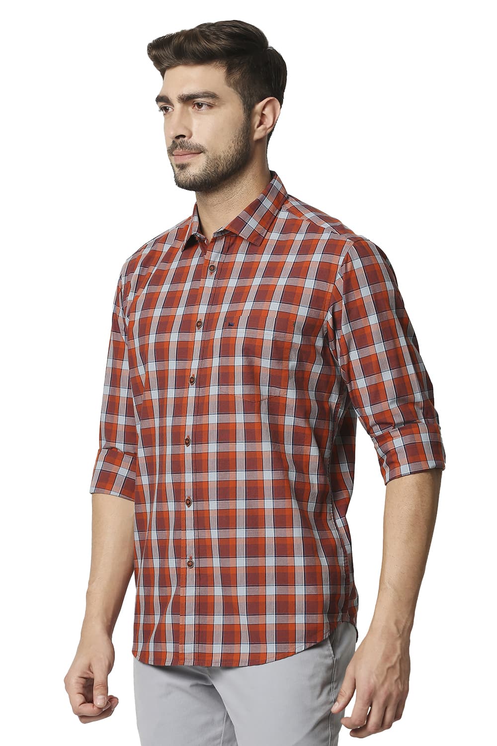 BASICS SLIM FIT CHECKS SHIRT