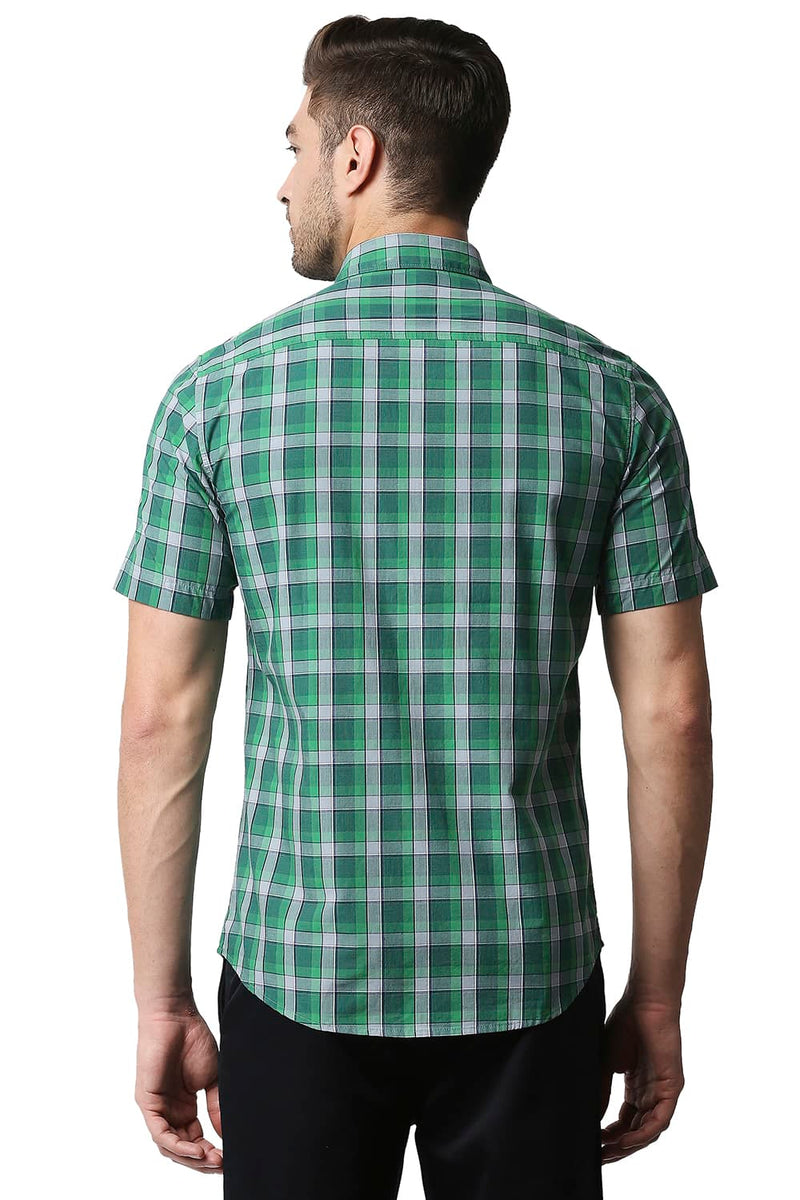 BASICS SLIM FIT CHECKS HALFSLEEVES SHIRT