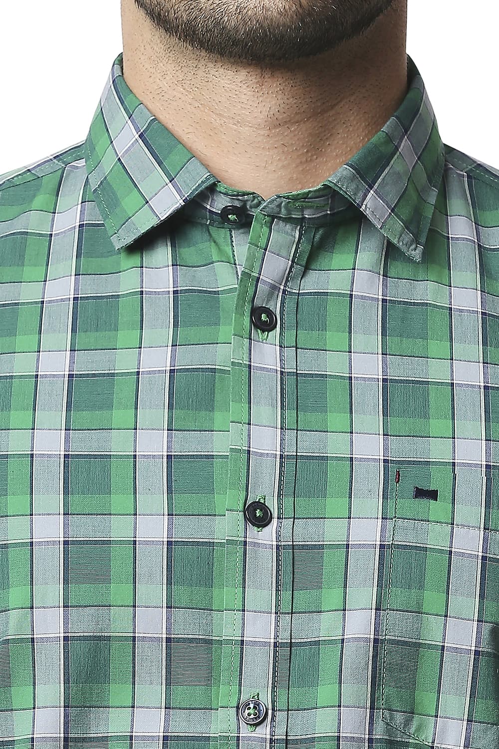 BASICS SLIM FIT CHECKS HALFSLEEVES SHIRT