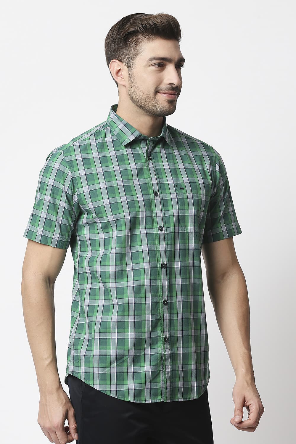 Slim Fit Checks Halfsleeves Shirt