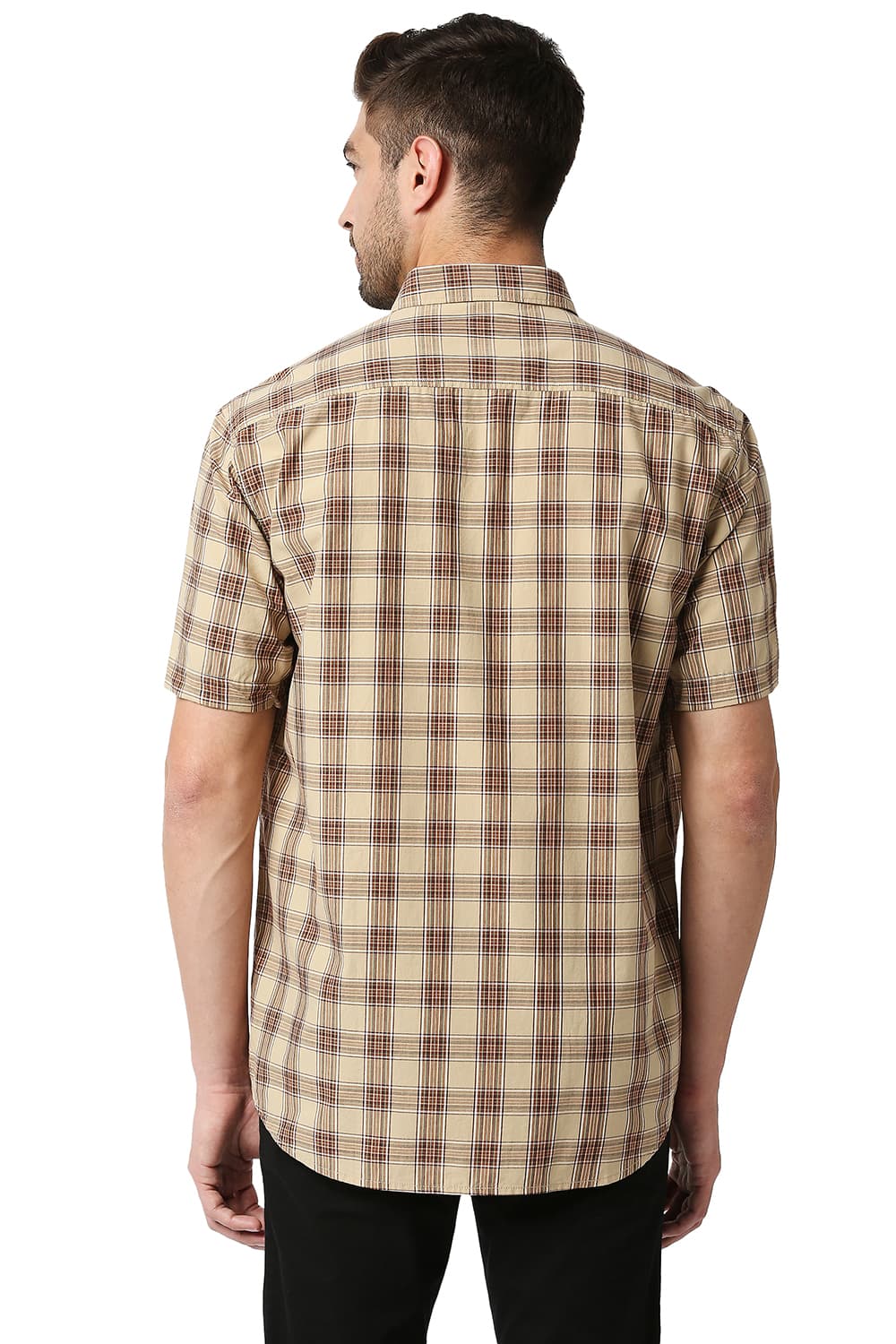 BASICS SLIM FIT CHECKS HALFSLEEVES SHIRT