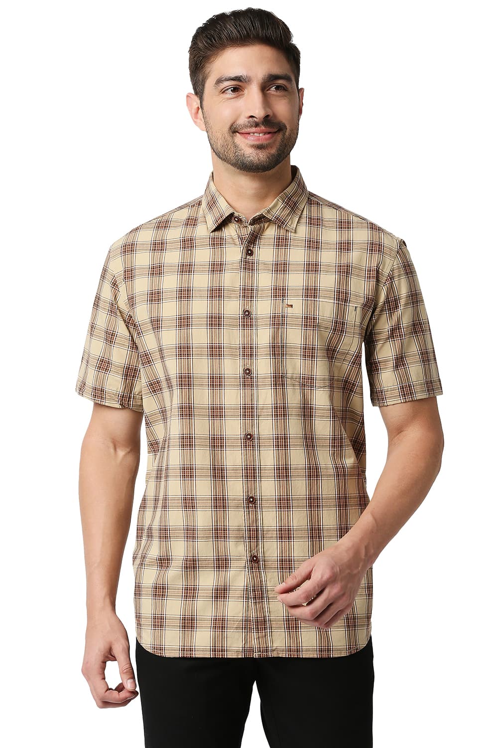 BASICS SLIM FIT CHECKS SHIRT