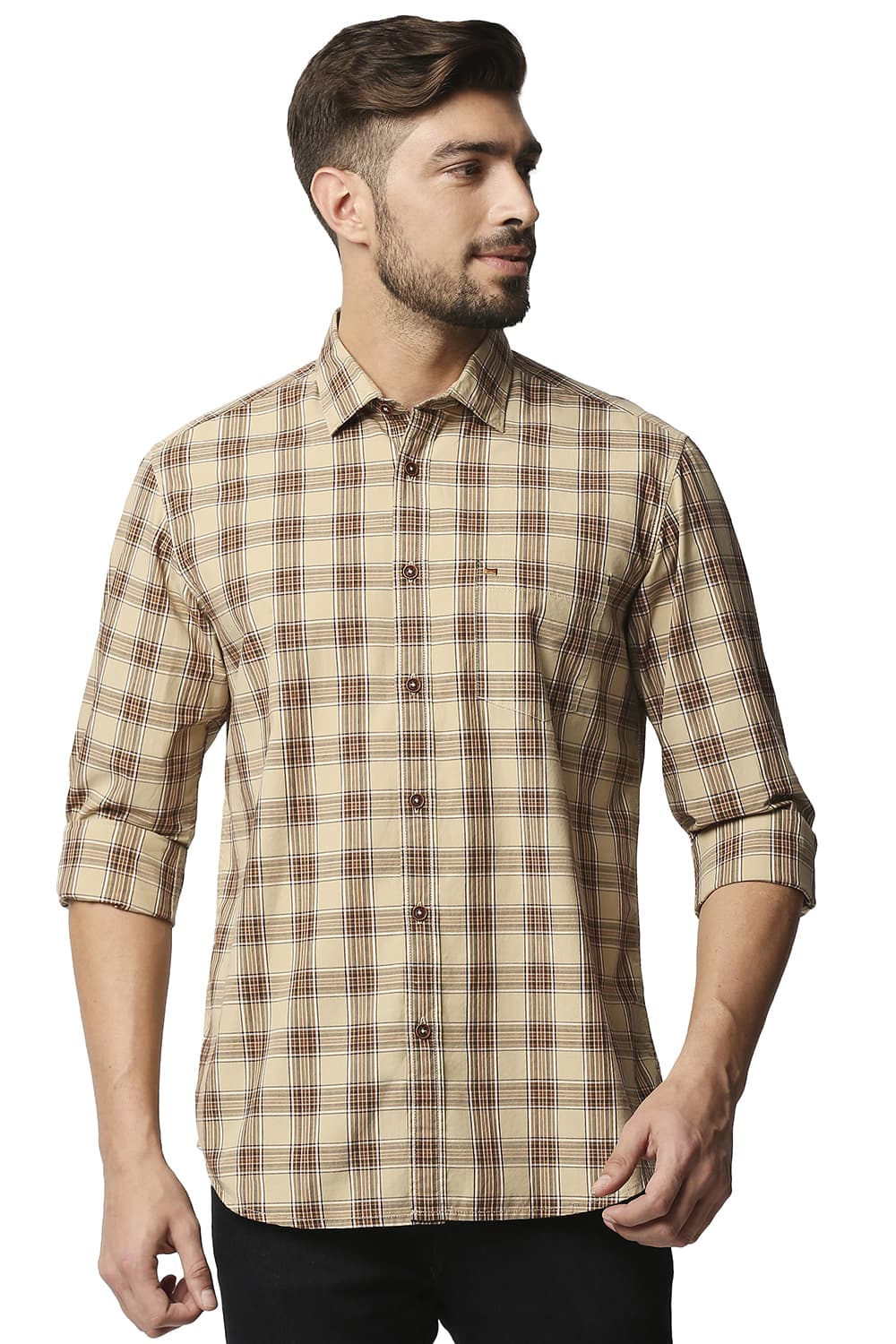 BASICS SLIM FIT CHECKS SHIRT