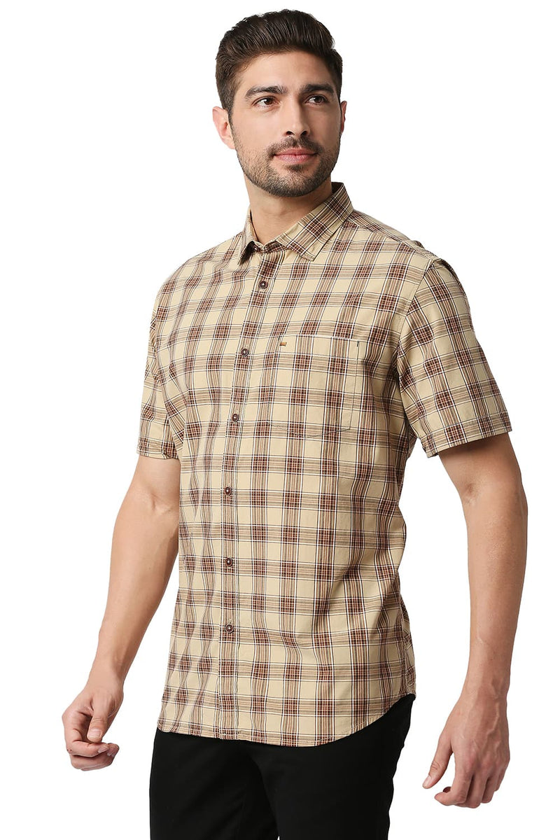 BASICS SLIM FIT CHECKS HALFSLEEVES SHIRT