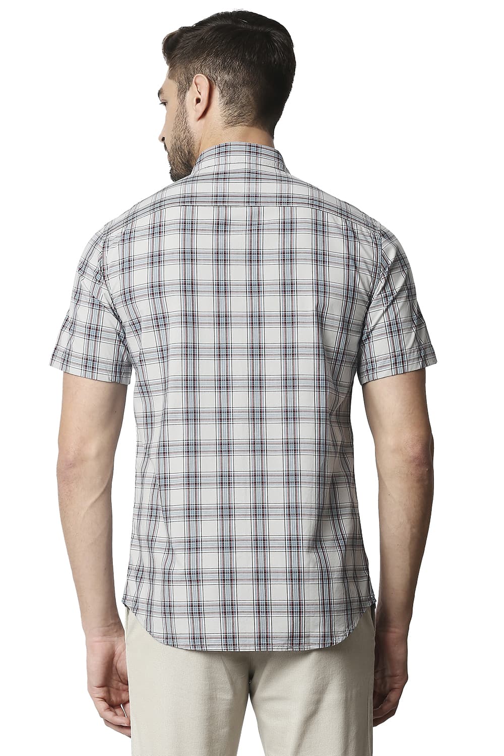 BASICS SLIM FIT CHECKS HALFSLEEVES SHIRT