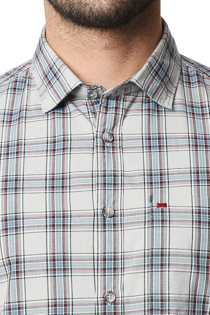 BASICS SLIM FIT CHECKS HALFSLEEVES SHIRT