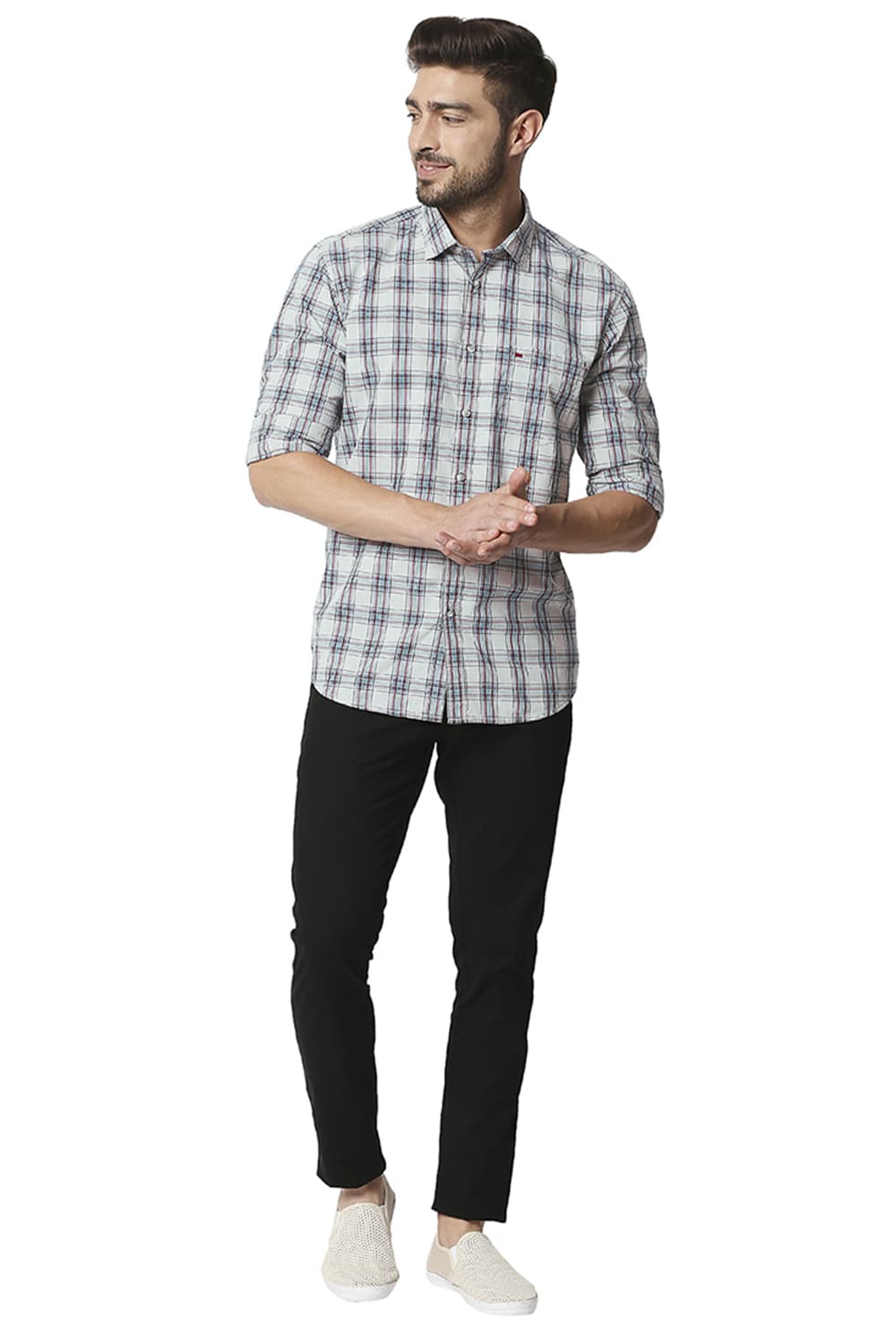 BASICS SLIM FIT CHECKS SHIRT