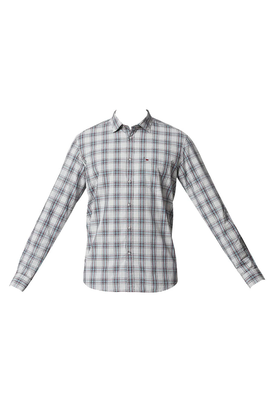 BASICS SLIM FIT HARBOR MIST GREY CHECKS SHIRT