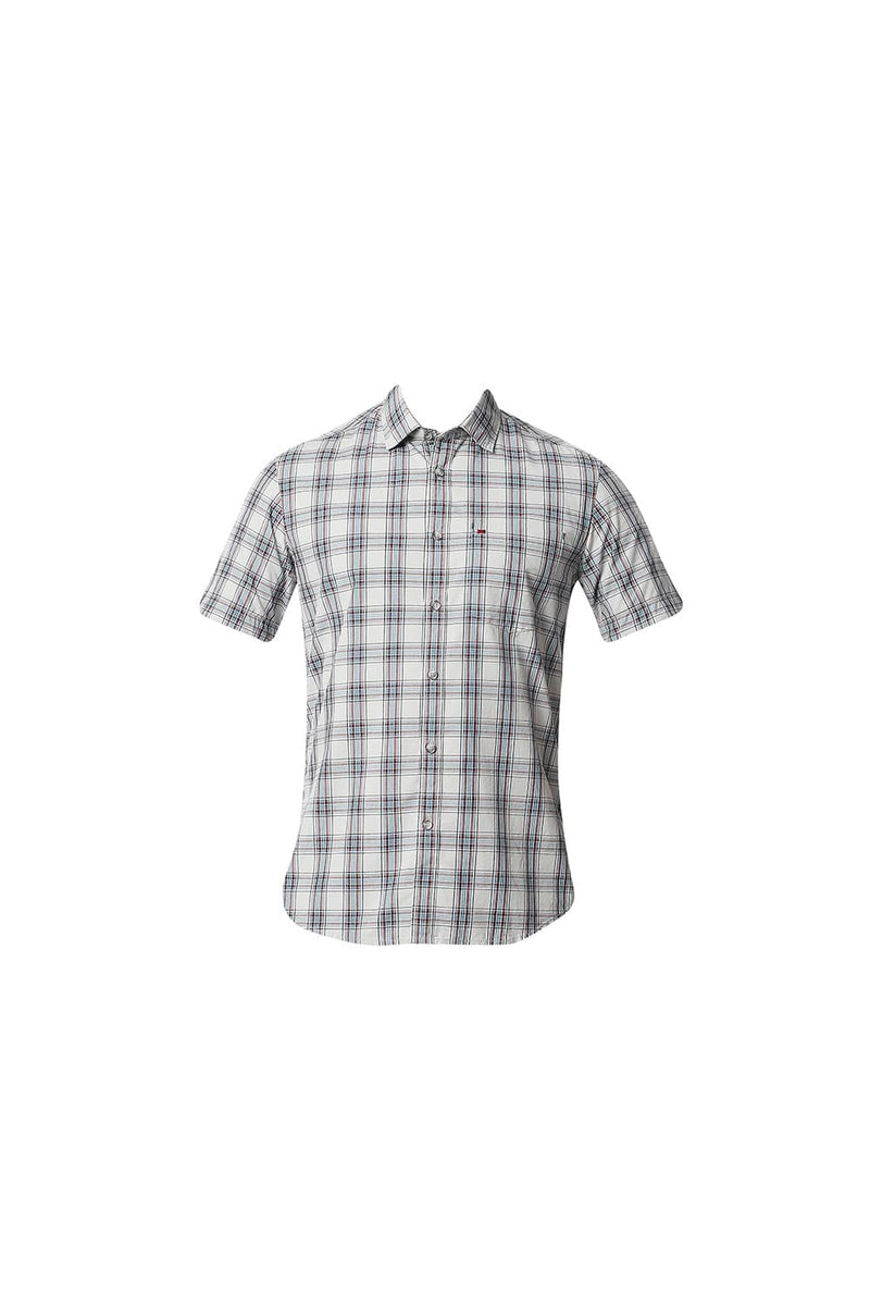 BASICS SLIM FIT CHECKS HALFSLEEVES SHIRT