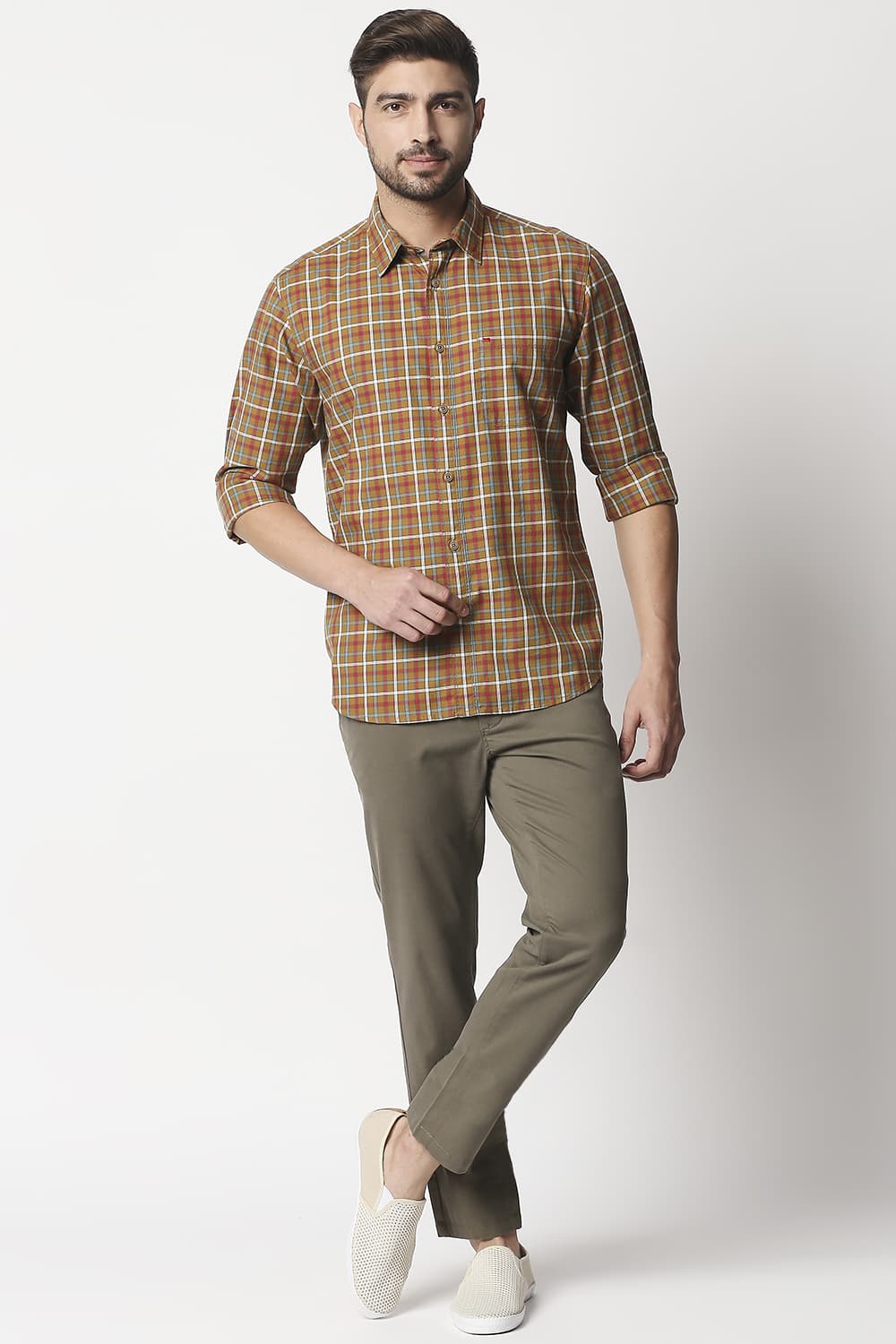 Slim Fit Twill Checks Shirt Shirt