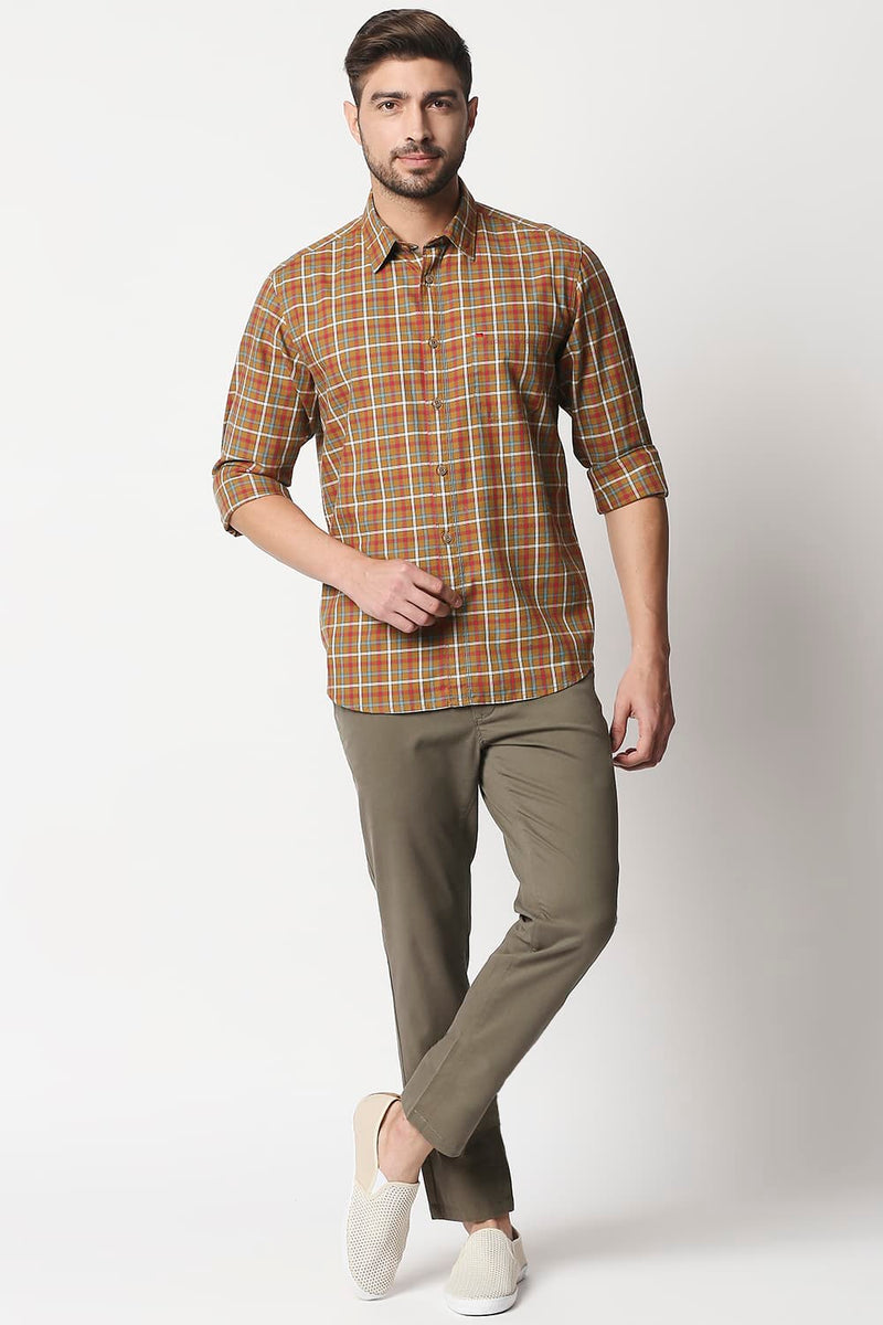 Slim Fit Twill Checks Shirt Shirt