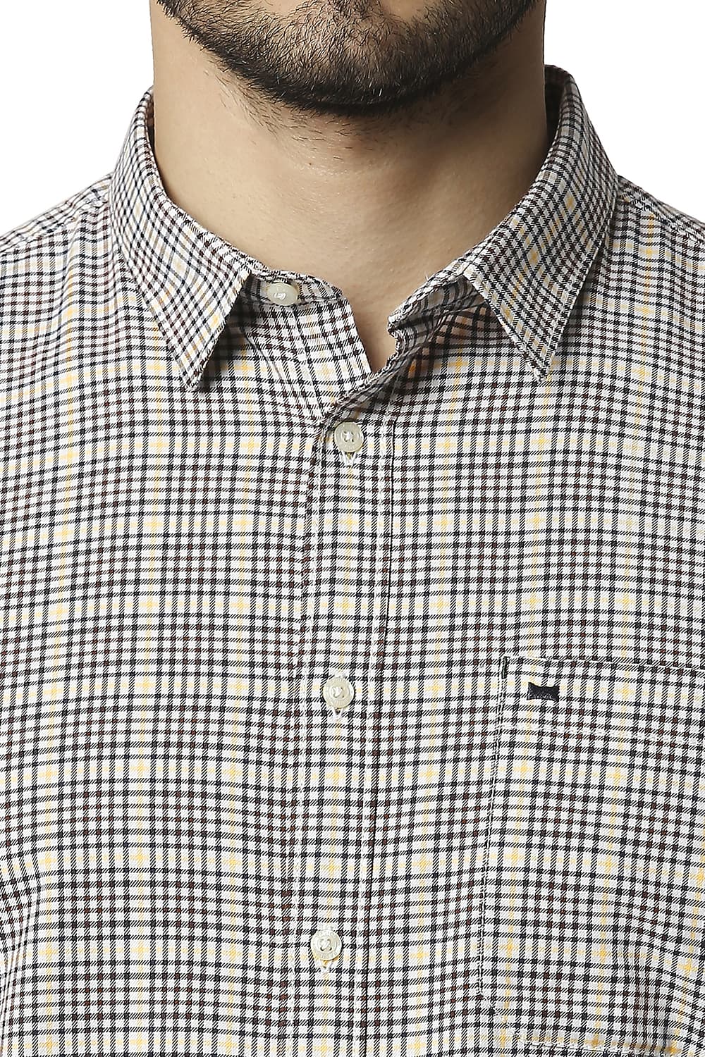 BASICS SLIM FIT TWILL CHECKS SHIRT