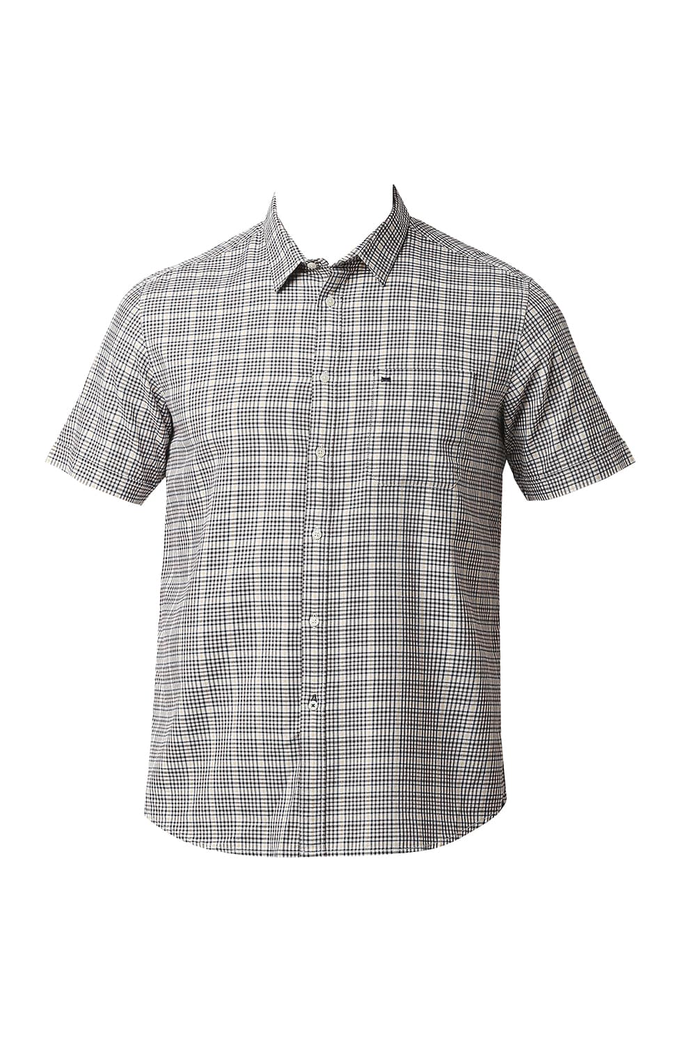 BASICS SLIM FIT TWILL CHECKS HALFSLEEVES SHIRT