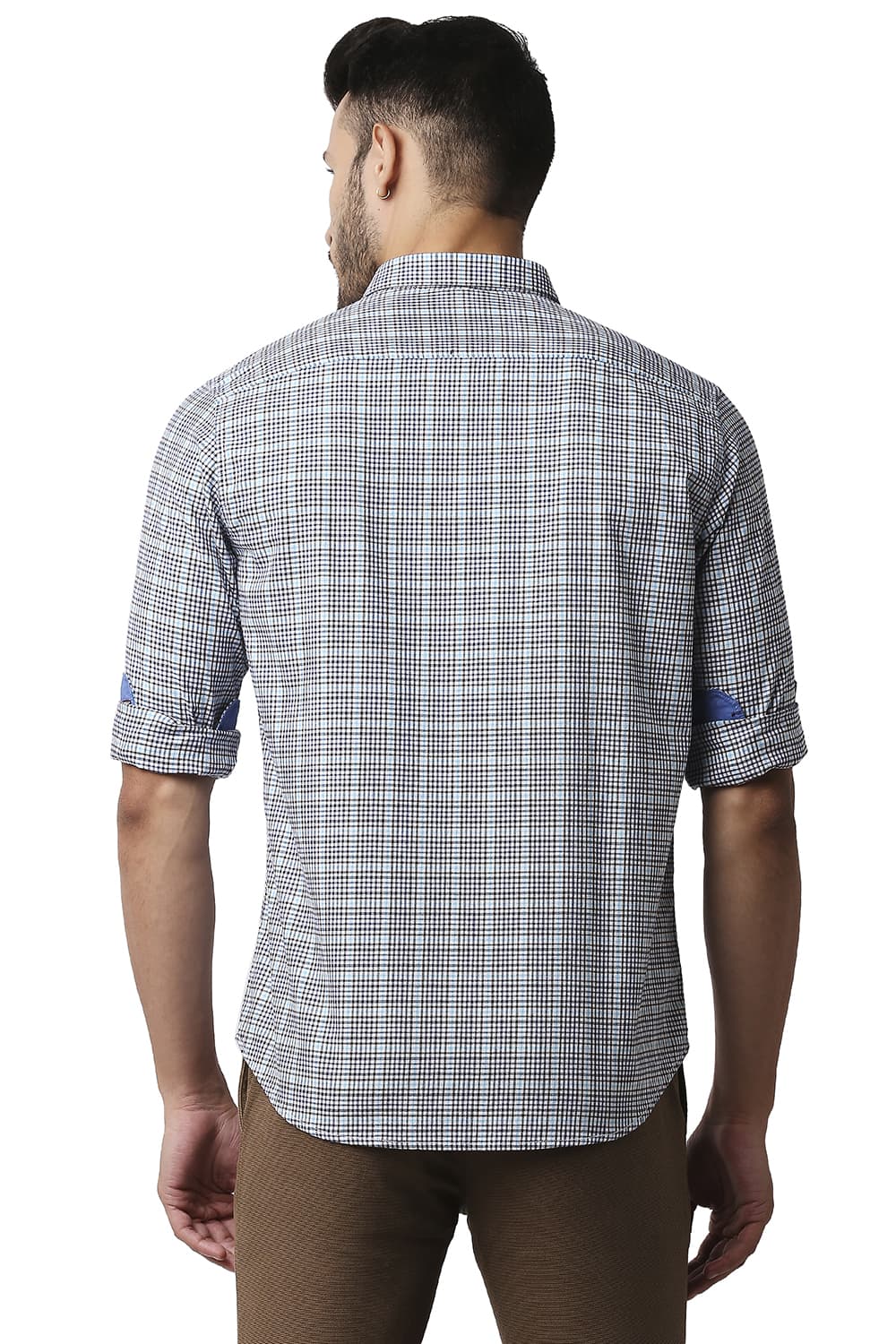 BASICS SLIM FIT TWILL CHECKS SHIRT