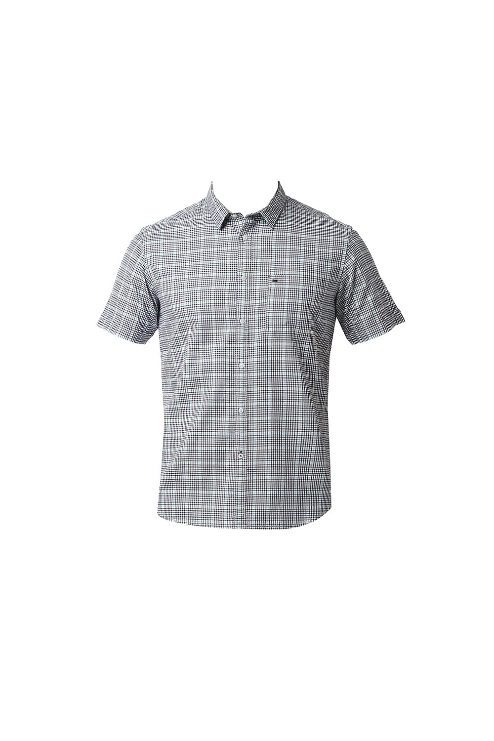 BASICS SLIM FIT TWILL CHECKS HALFSLEEVES SHIRT