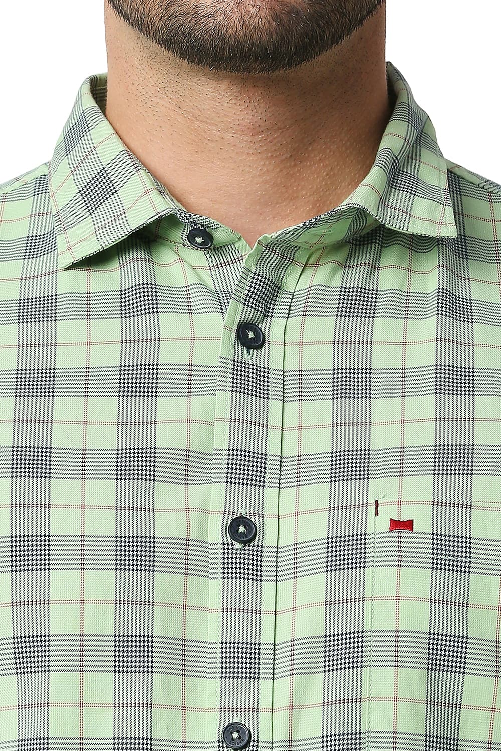 BASICS SLIM FIT TWILL CHECKS HALFSLEEVES SHIRT HALFSLEEVES SHIRT