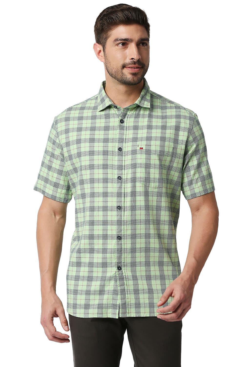 BASICS SLIM FIT TWILL CHECKS SHIRT SHIRT