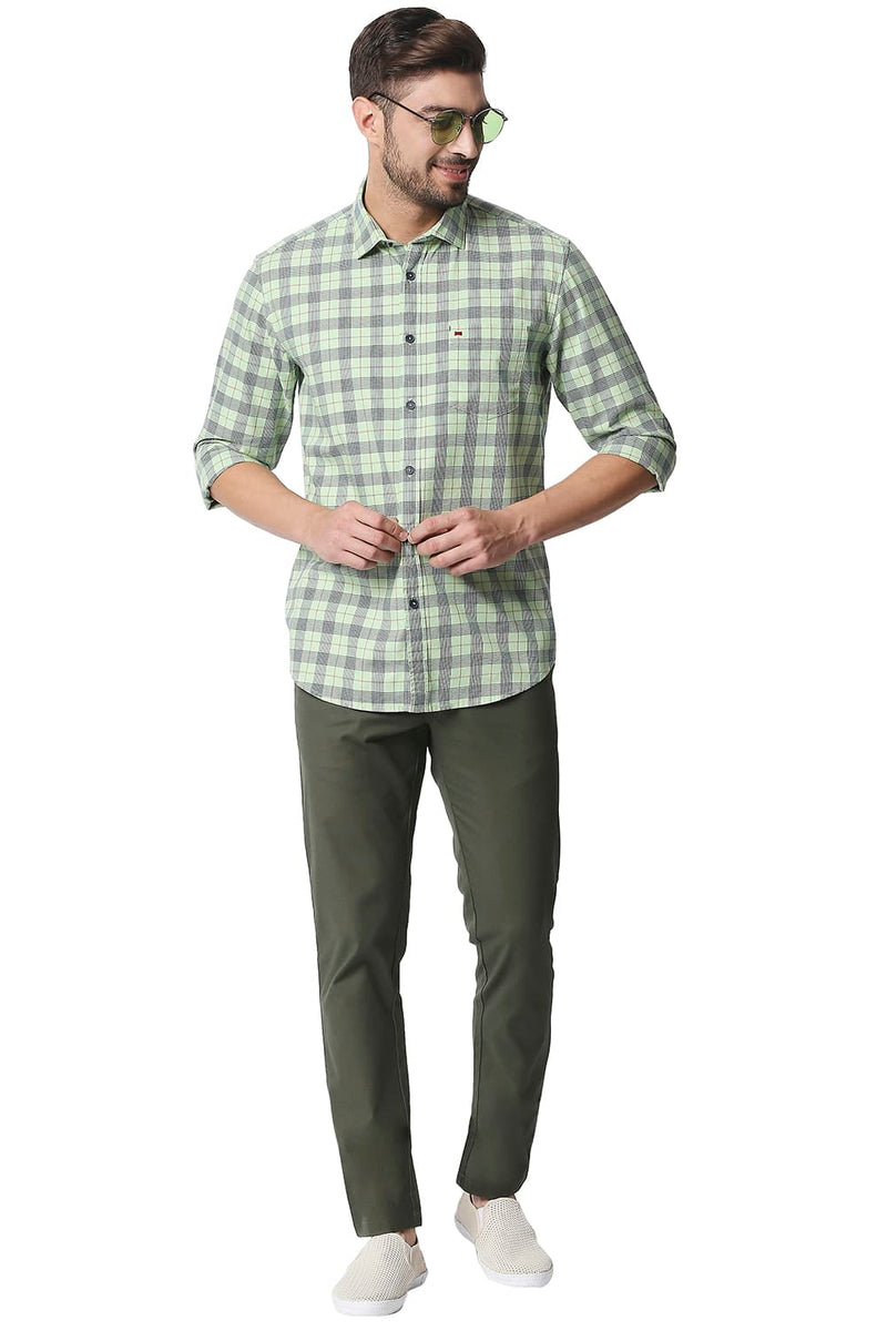 BASICS SLIM FIT TWILL CHECKS SHIRT SHIRT