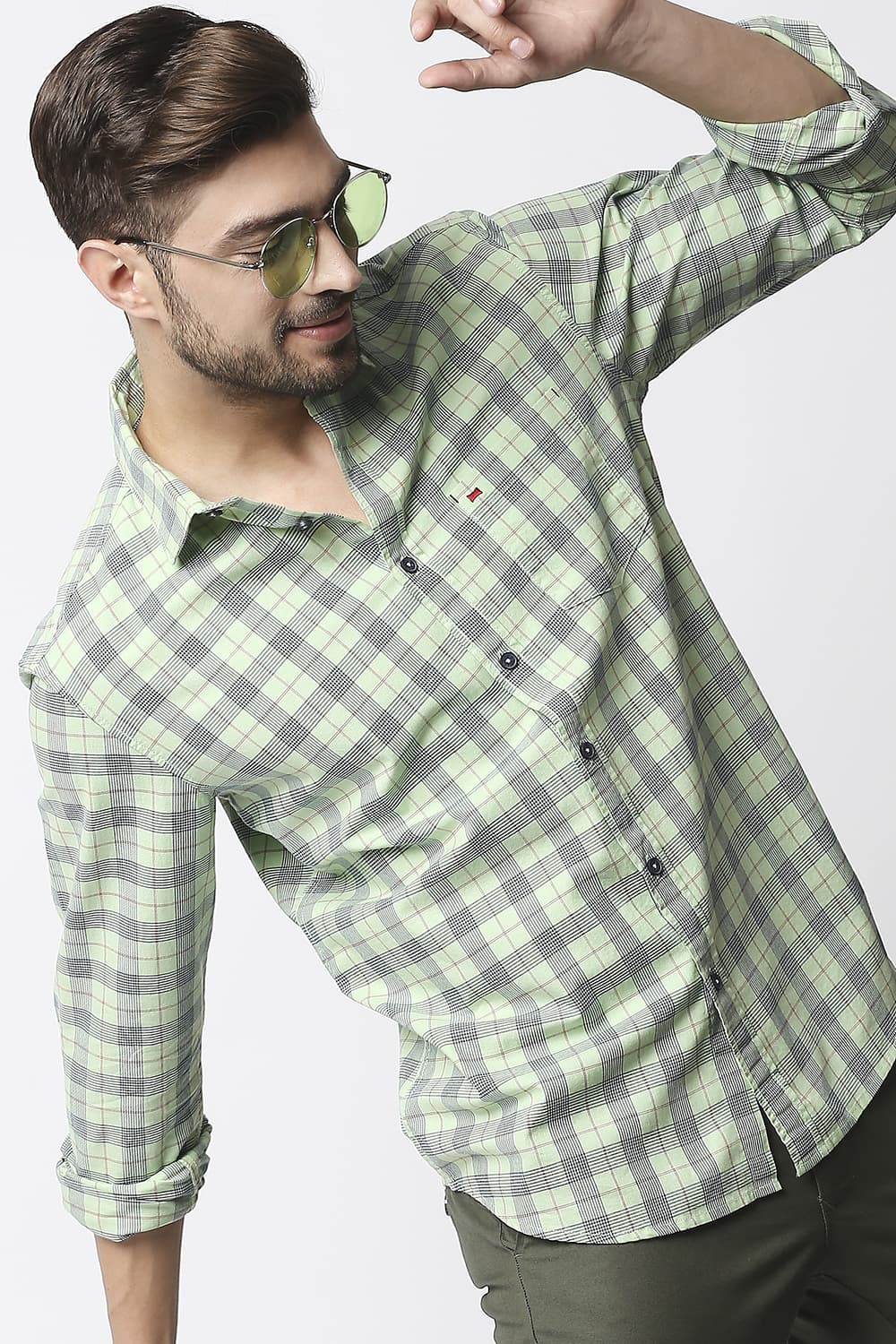 Slim Fit Twill Checks Shirt Shirt