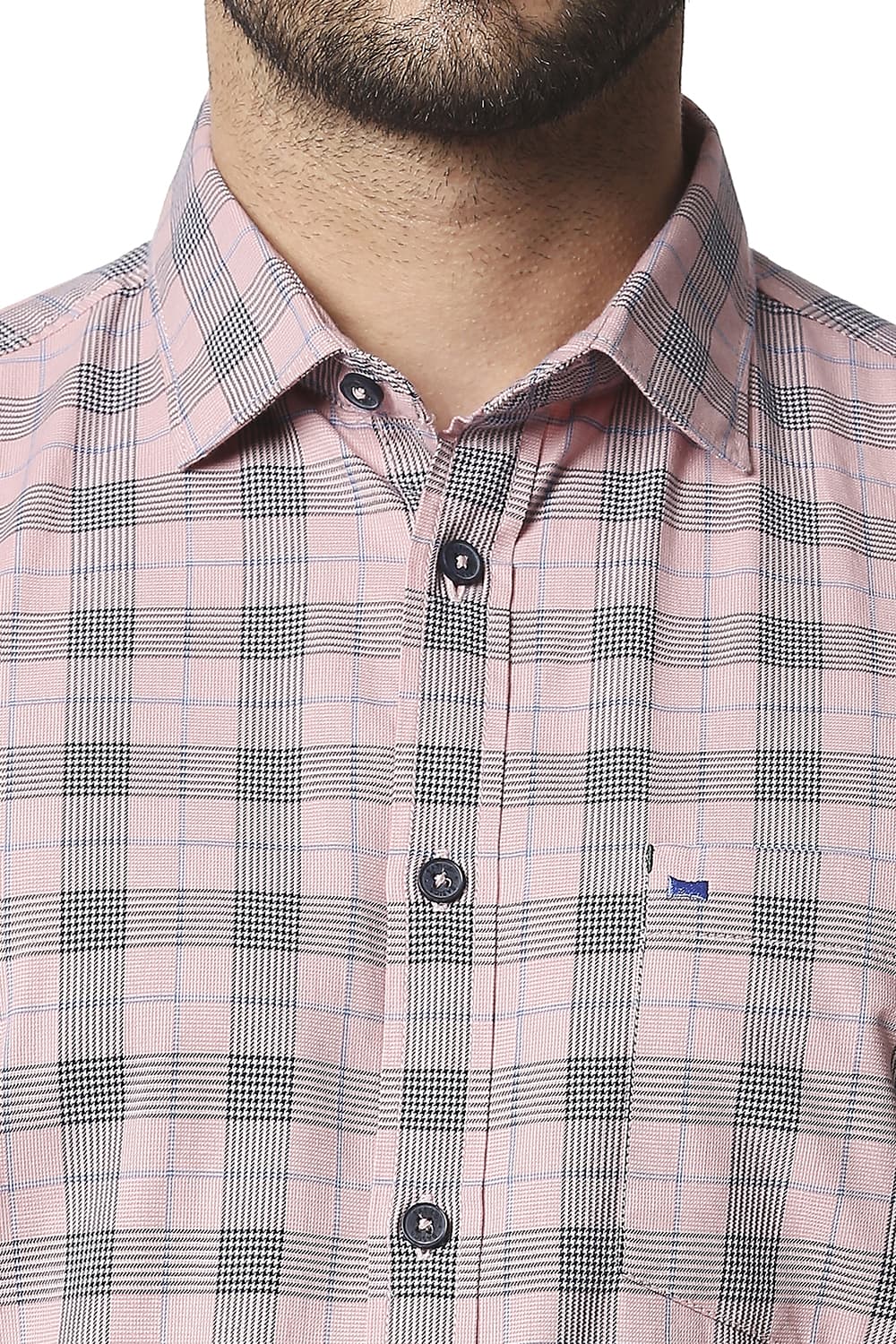 BASICS SLIM FIT TWILL CHECKS SHIRT SHIRT