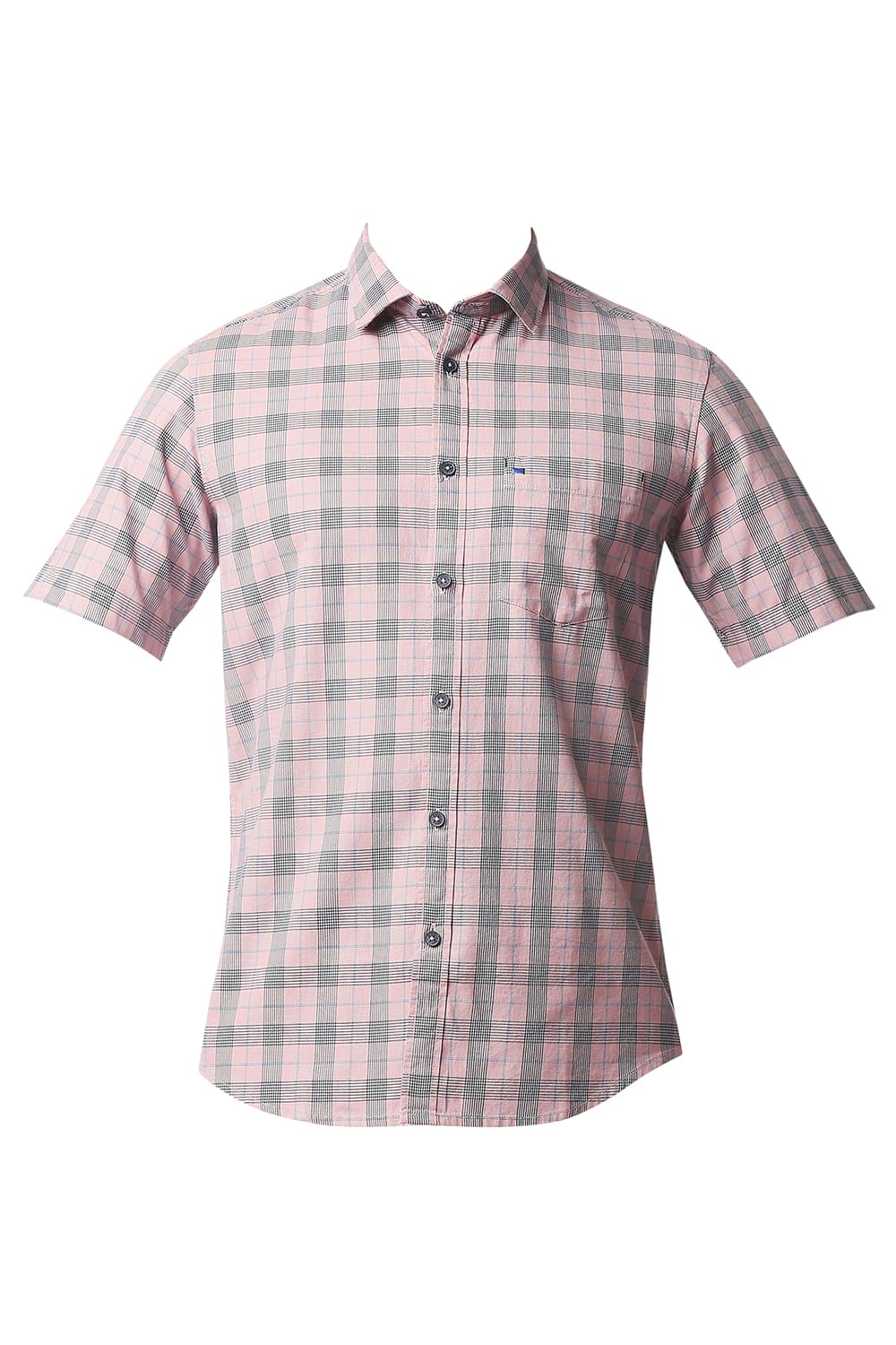 BASICS SLIM FIT TWILL CHECKS HALFSLEEVES SHIRT HALFSLEEVES SHIRT