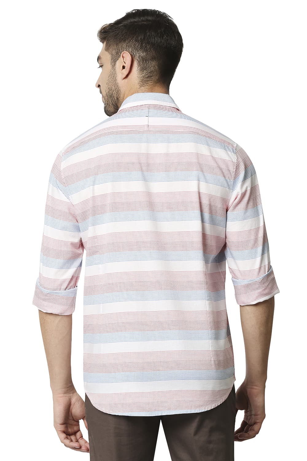 BASICS SLIM FIT TWILL WEFT STRIPE SHIRT