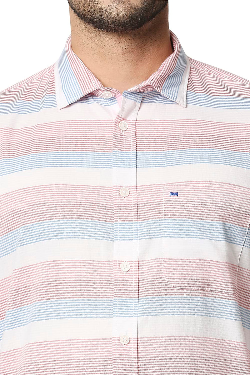 BASICS SLIM FIT TWILL WEFT STRIPE SHIRT