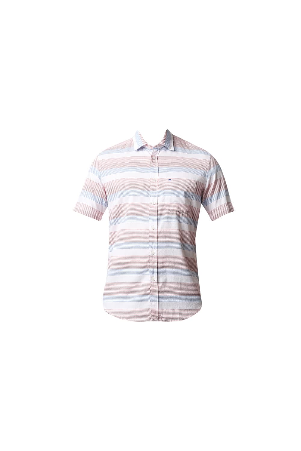 BASICS SLIM FIT TWILL WEFT STRIPE HALFSLEEVES SHIRT