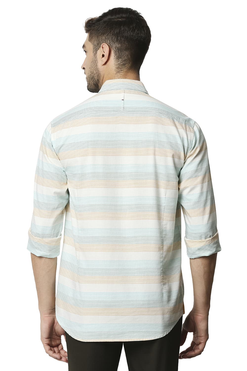 BASICS SLIM FIT TWILL WEFT STRIPE SHIRT