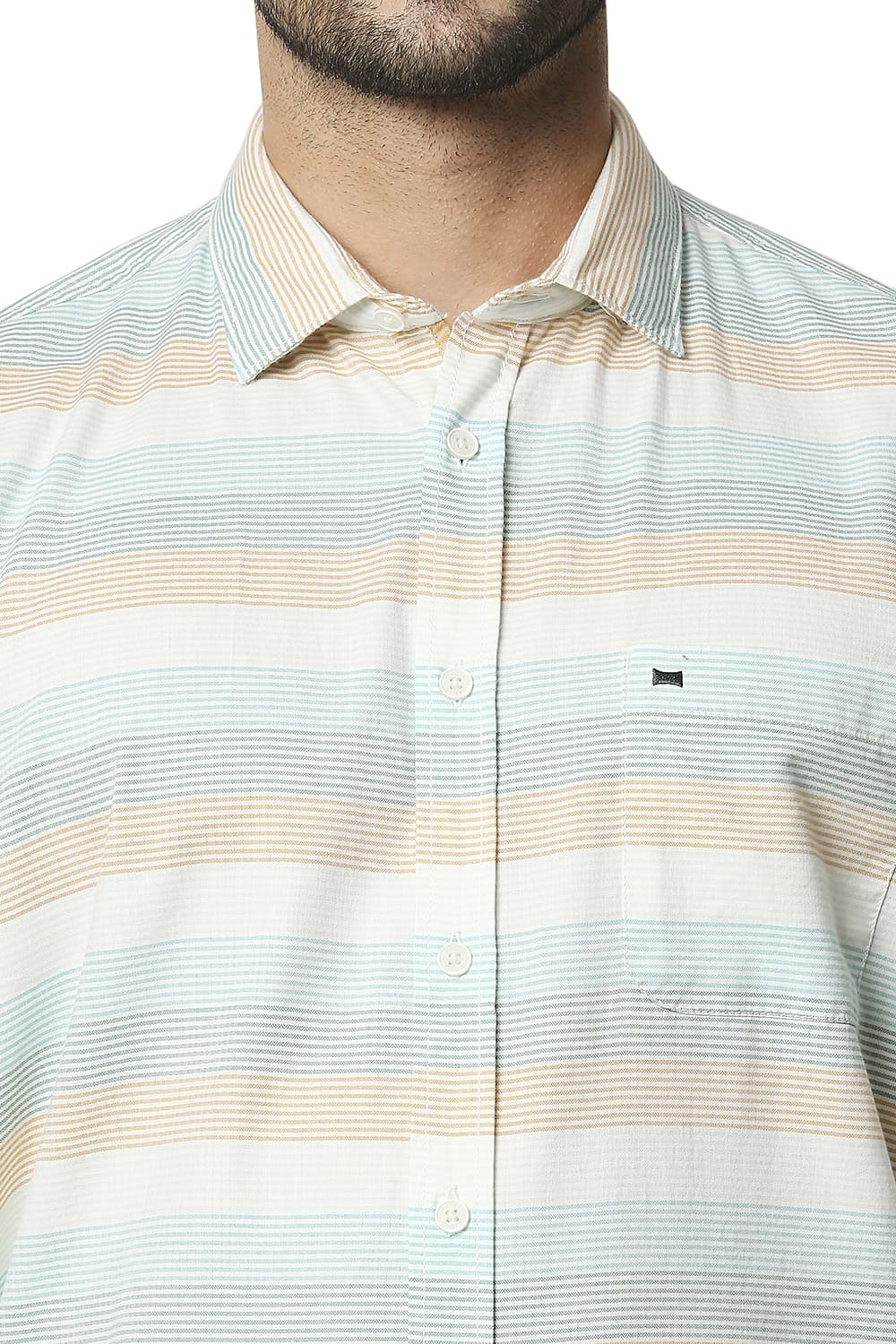 BASICS SLIM FIT TWILL WEFT STRIPE SHIRT