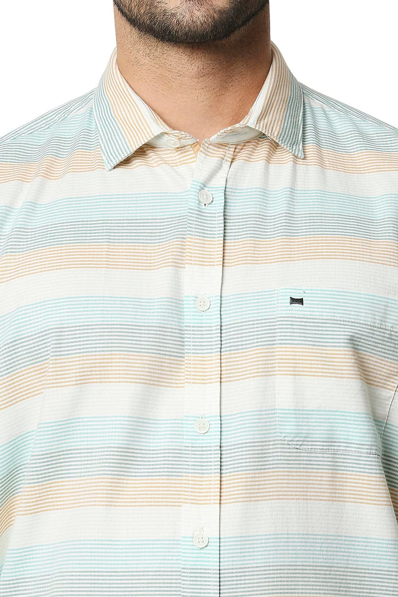 BASICS SLIM FIT TWILL WEFT STRIPE SHIRT